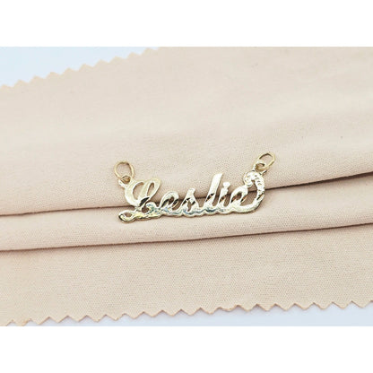 14K Yellow Gold Name Initial "Leslie" Charm Pendant