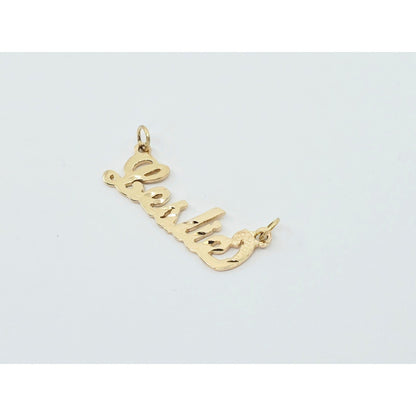 14K Yellow Gold Name Initial "Leslie" Charm Pendant