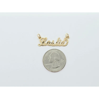 14K Yellow Gold Name Initial "Leslie" Charm Pendant