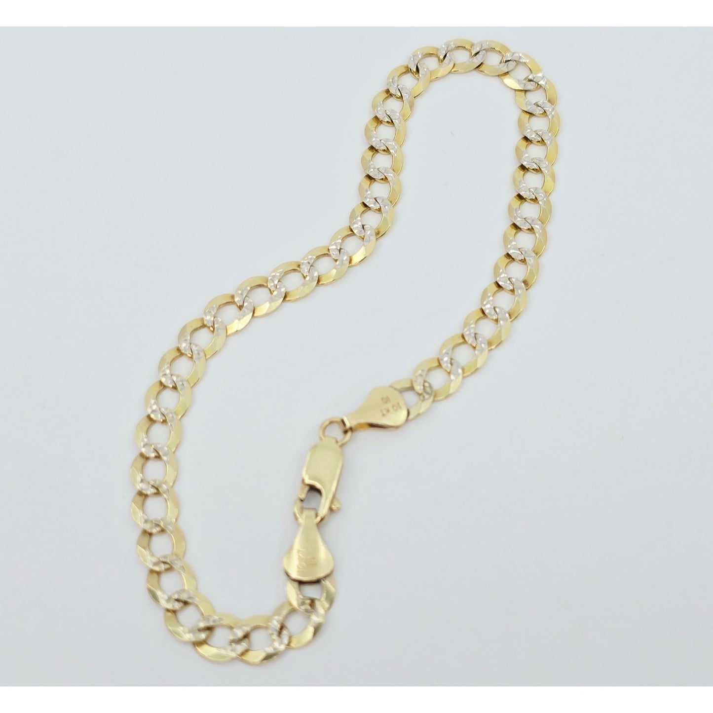 10K Two Tone Gold Diamond Cut Cuban Link Bracelet