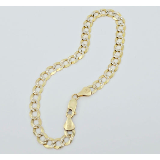 10K Two Tone Gold Diamond Cut Cuban Link Bracelet