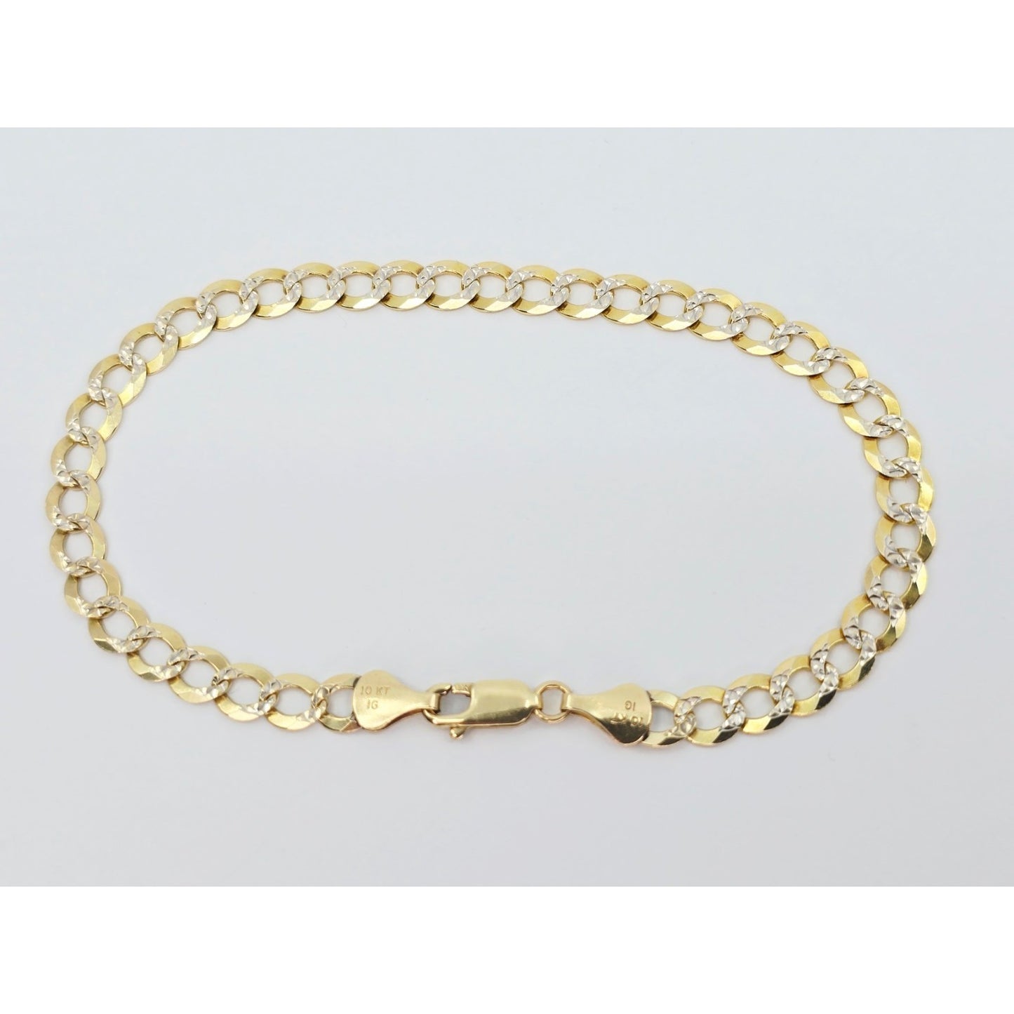 10K Two Tone Gold Diamond Cut Cuban Link Bracelet