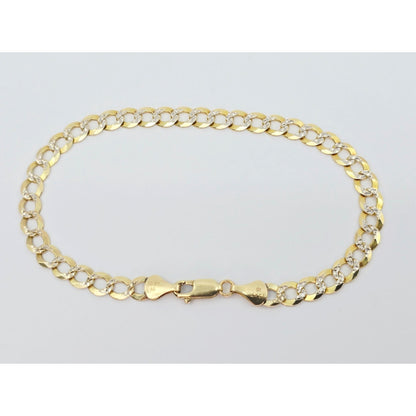 10K Two Tone Gold Diamond Cut Cuban Link Bracelet