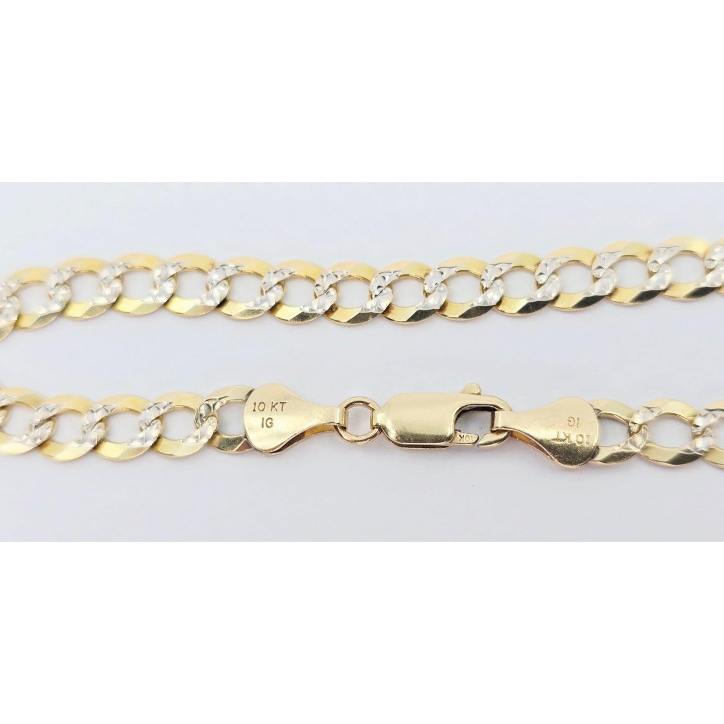 10K Two Tone Gold Diamond Cut Cuban Link Bracelet
