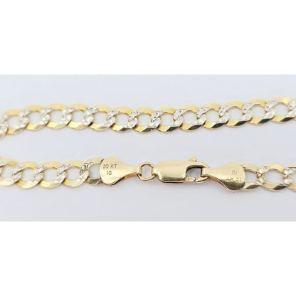 10K Two Tone Gold Diamond Cut Cuban Link Bracelet