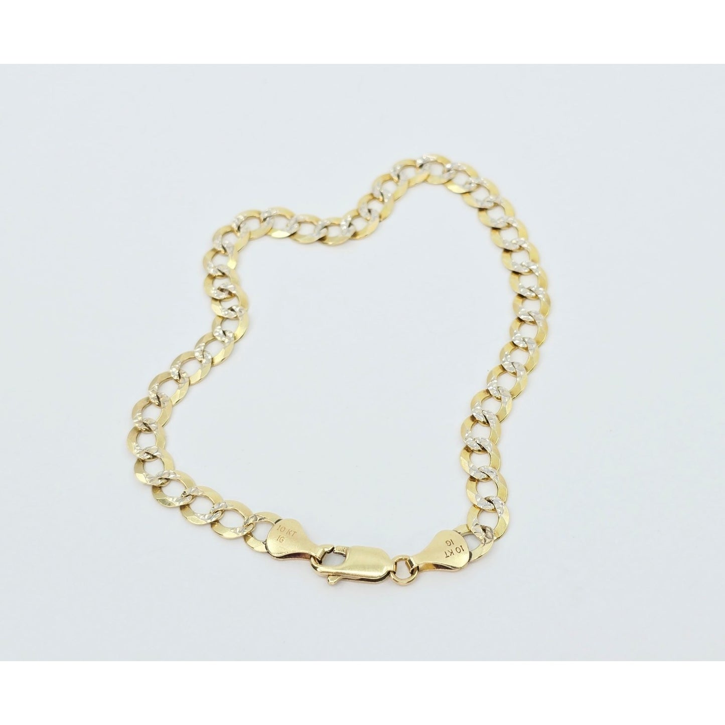 10K Two Tone Gold Diamond Cut Cuban Link Bracelet