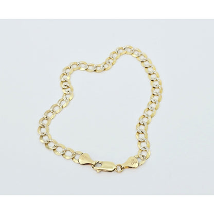 10K Two Tone Gold Diamond Cut Cuban Link Bracelet