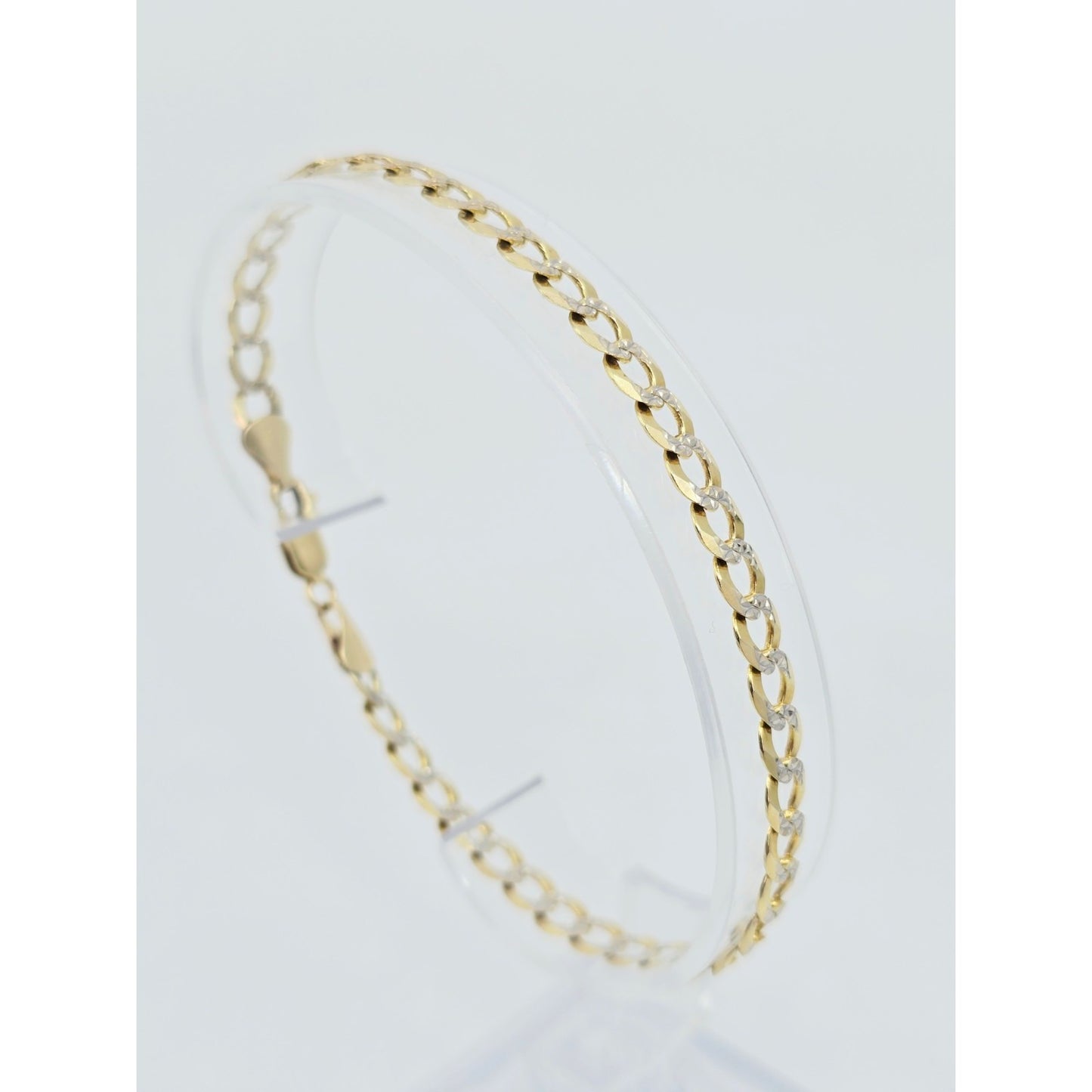 10K Two Tone Gold Diamond Cut Cuban Link Bracelet