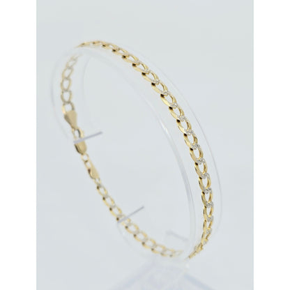10K Two Tone Gold Diamond Cut Cuban Link Bracelet