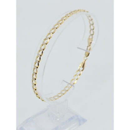 10K Two Tone Gold Diamond Cut Cuban Link Bracelet