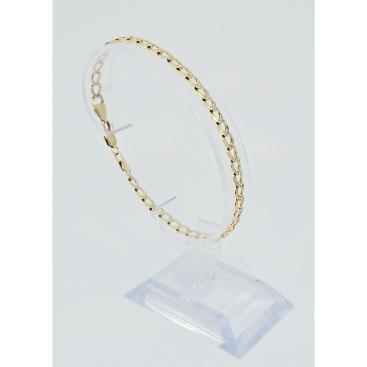 10K Two Tone Gold Diamond Cut Cuban Link Bracelet