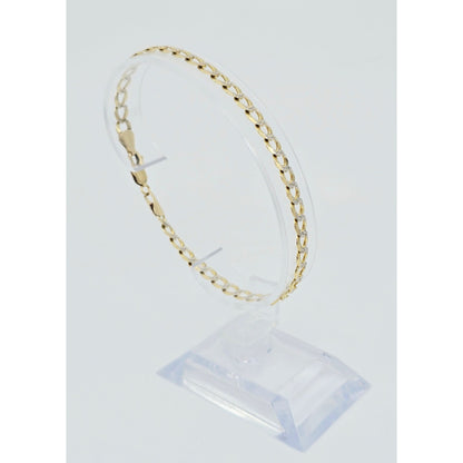 10K Two Tone Gold Diamond Cut Cuban Link Bracelet