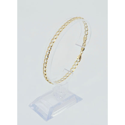 10K Two Tone Gold Diamond Cut Cuban Link Bracelet