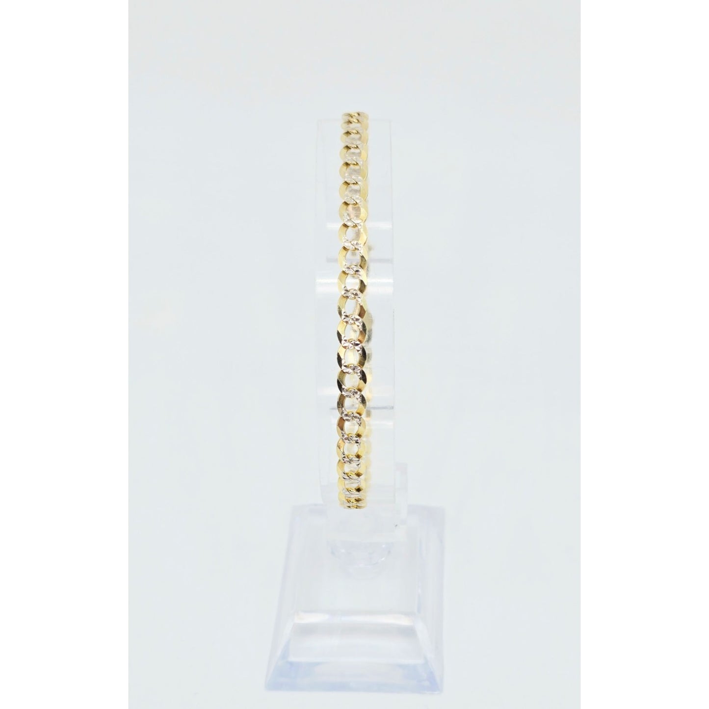 10K Two Tone Gold Diamond Cut Cuban Link Bracelet
