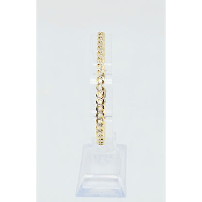 10K Two Tone Gold Diamond Cut Cuban Link Bracelet