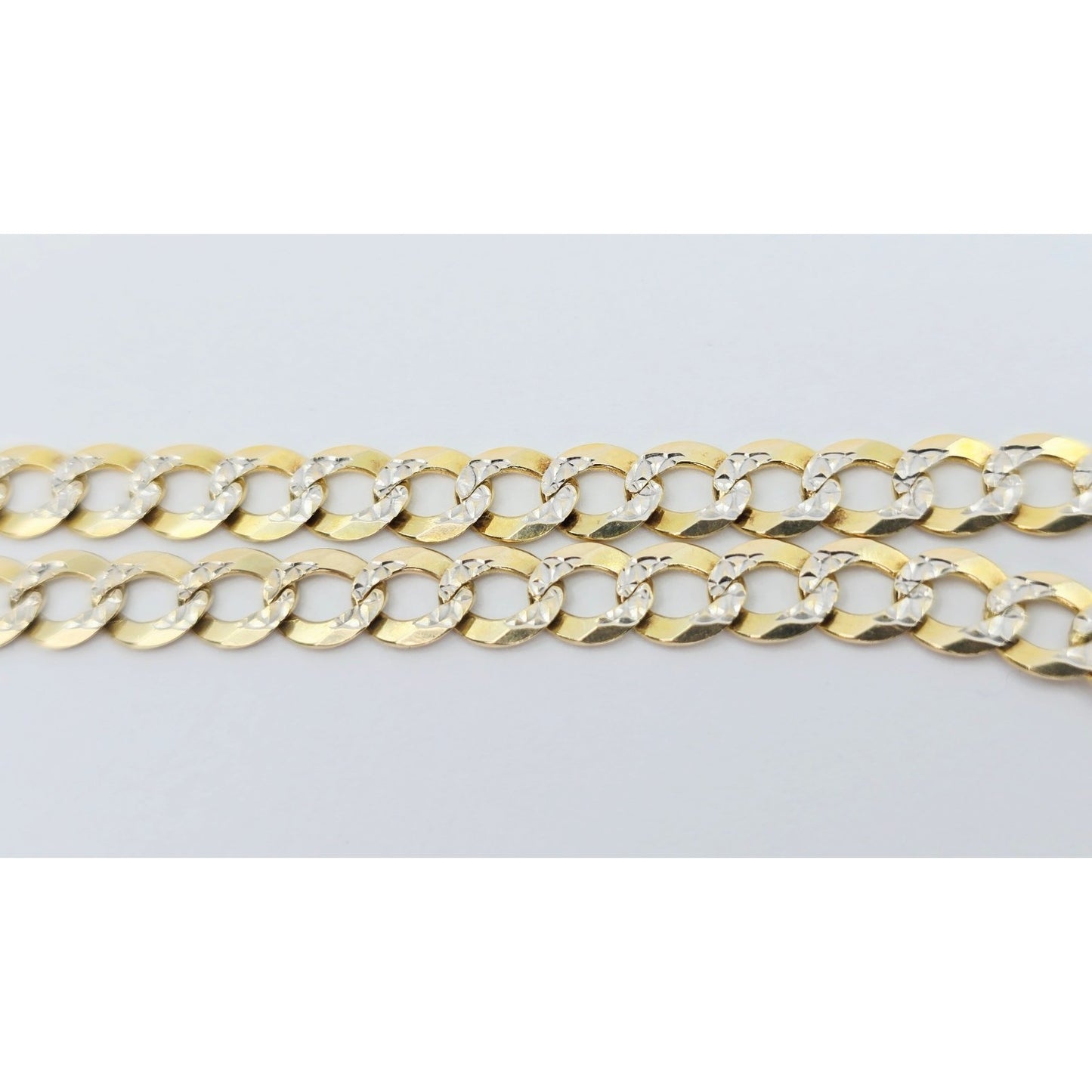 10K Two Tone Gold Diamond Cut Cuban Link Bracelet