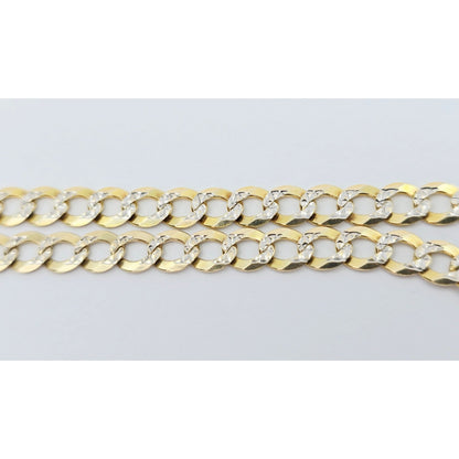 10K Two Tone Gold Diamond Cut Cuban Link Bracelet