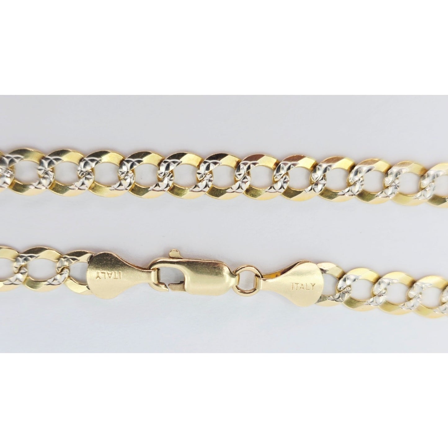 10K Two Tone Gold Diamond Cut Cuban Link Bracelet