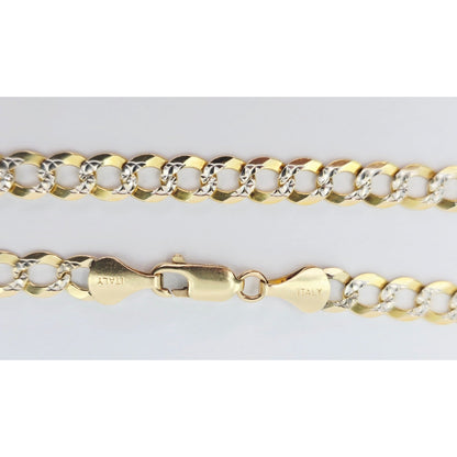 10K Two Tone Gold Diamond Cut Cuban Link Bracelet