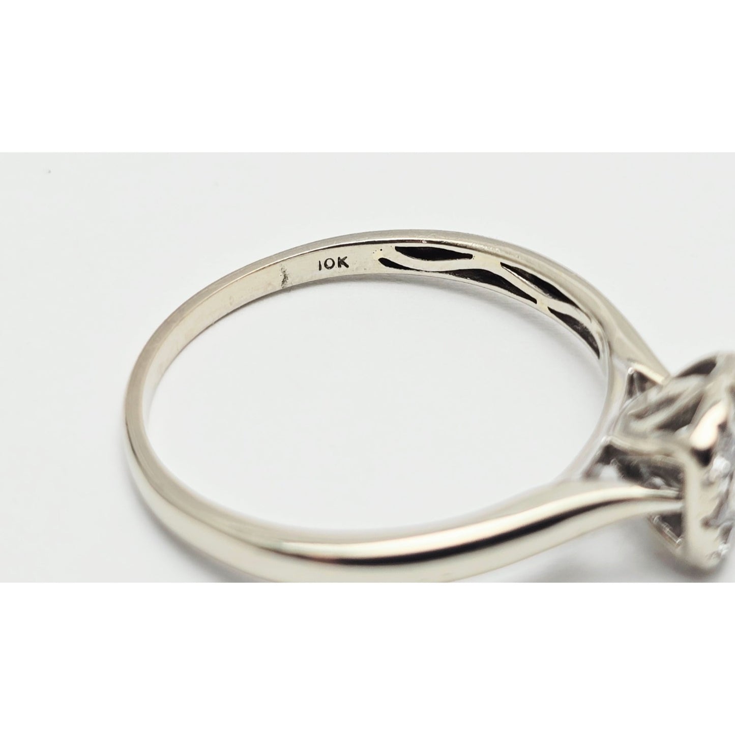 10K White Gold Round & Square Cut Diamond Ring