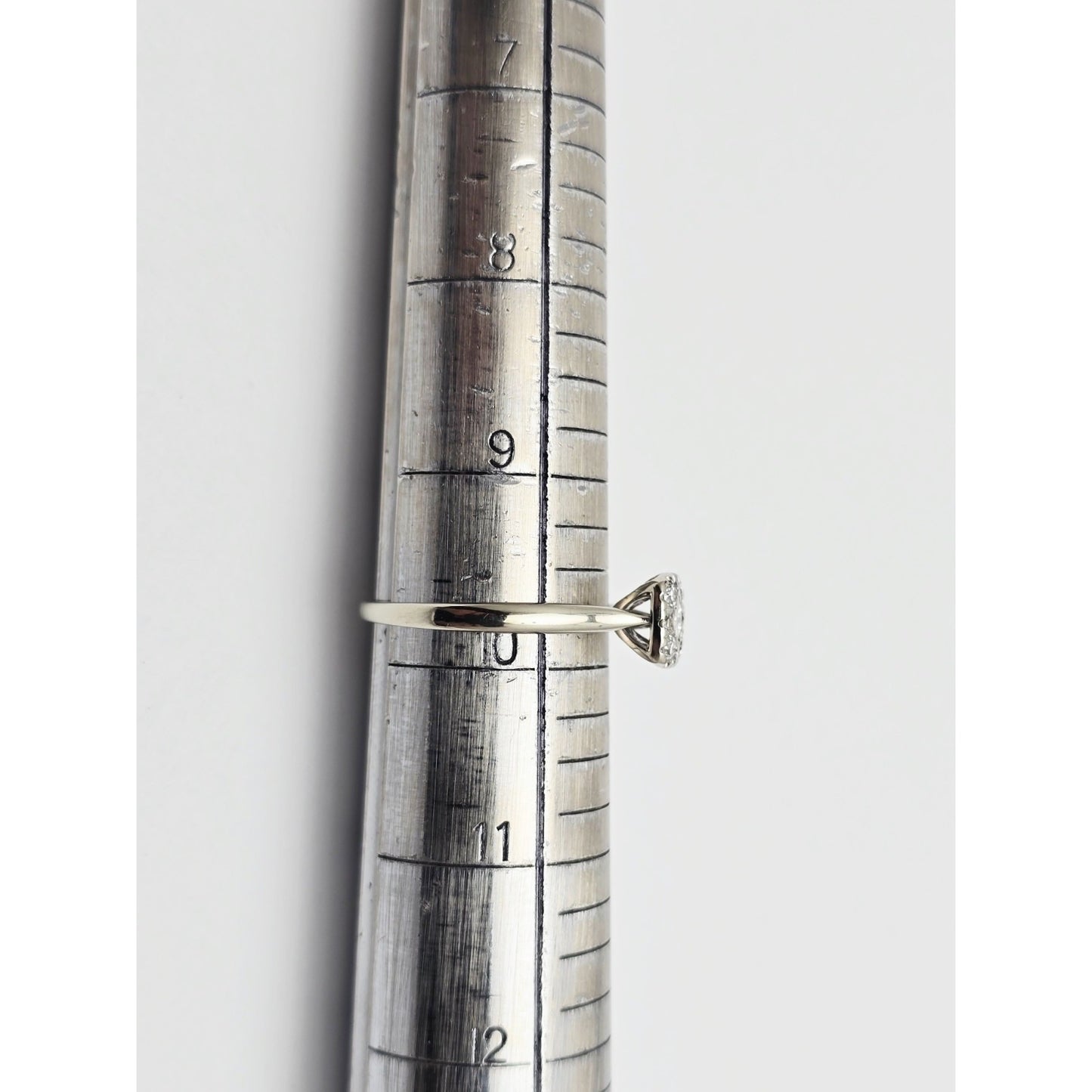 10K White Gold Round & Square Cut Diamond Ring