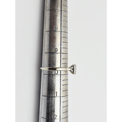 10K White Gold Round & Square Cut Diamond Ring