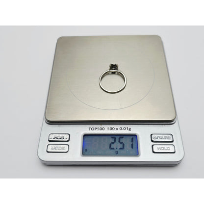 10K White Gold Round & Square Cut Diamond Ring