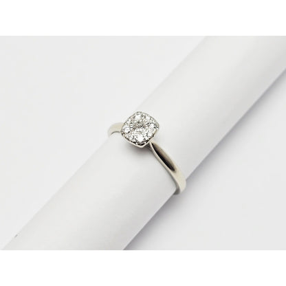 10K White Gold Round & Square Cut Diamond Ring
