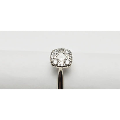 10K White Gold Round & Square Cut Diamond Ring