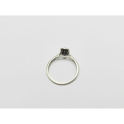 10K White Gold Round & Square Cut Diamond Ring