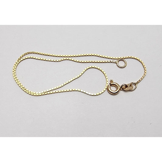 14K Yellow Gold Box Link Chain Anklet Bracelet