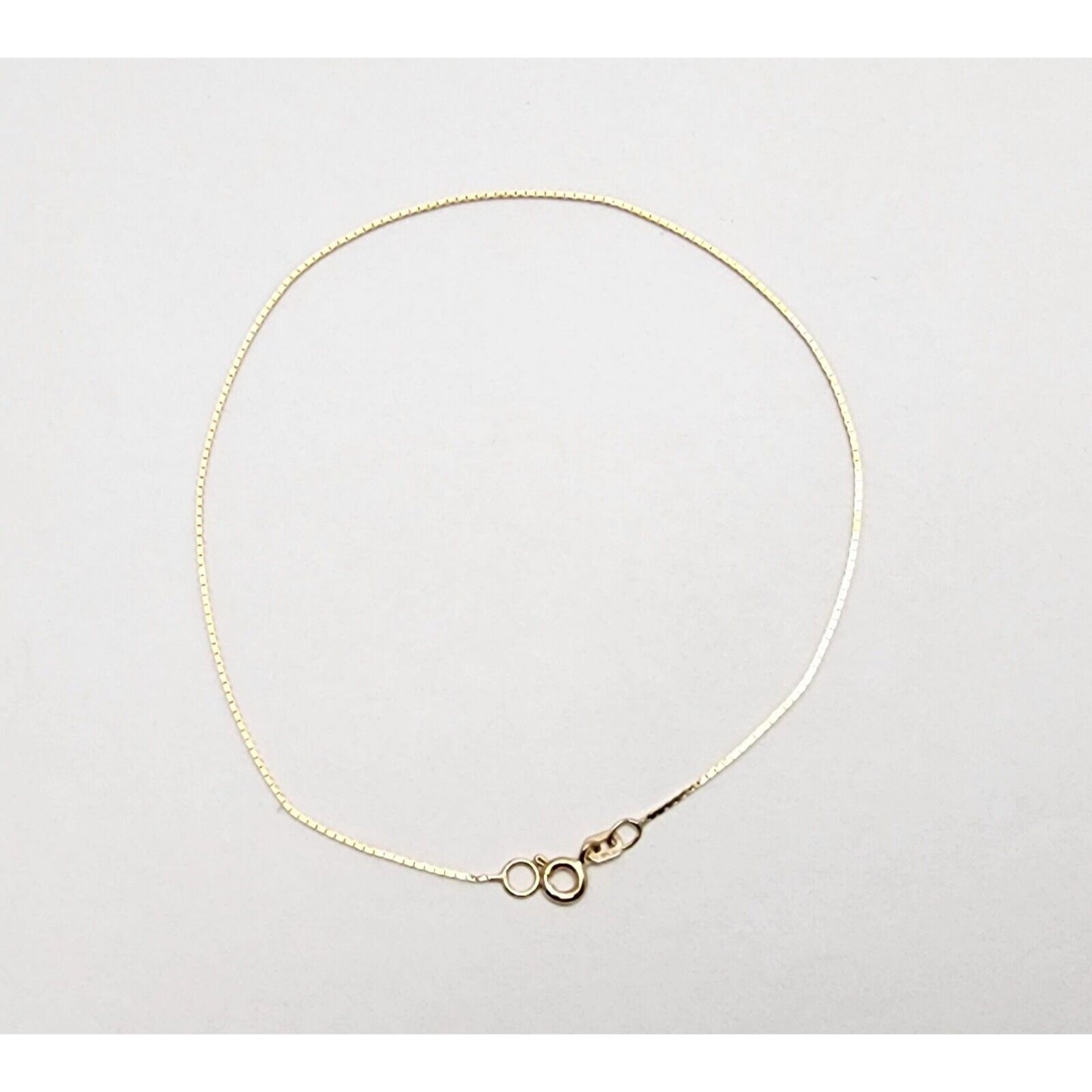 14K Yellow Gold Box Link Chain Anklet Bracelet