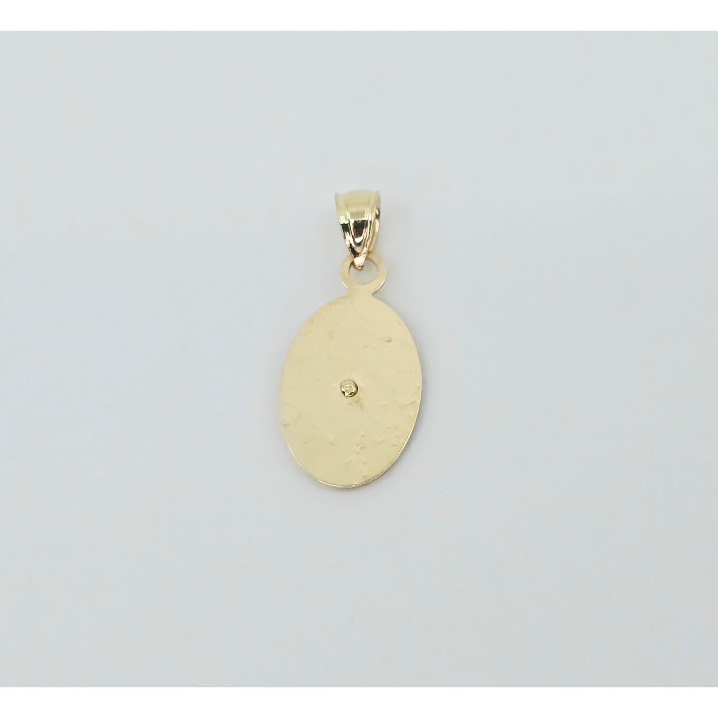 14K Two Tone Gold Oval Saint Mary Charm Pendant