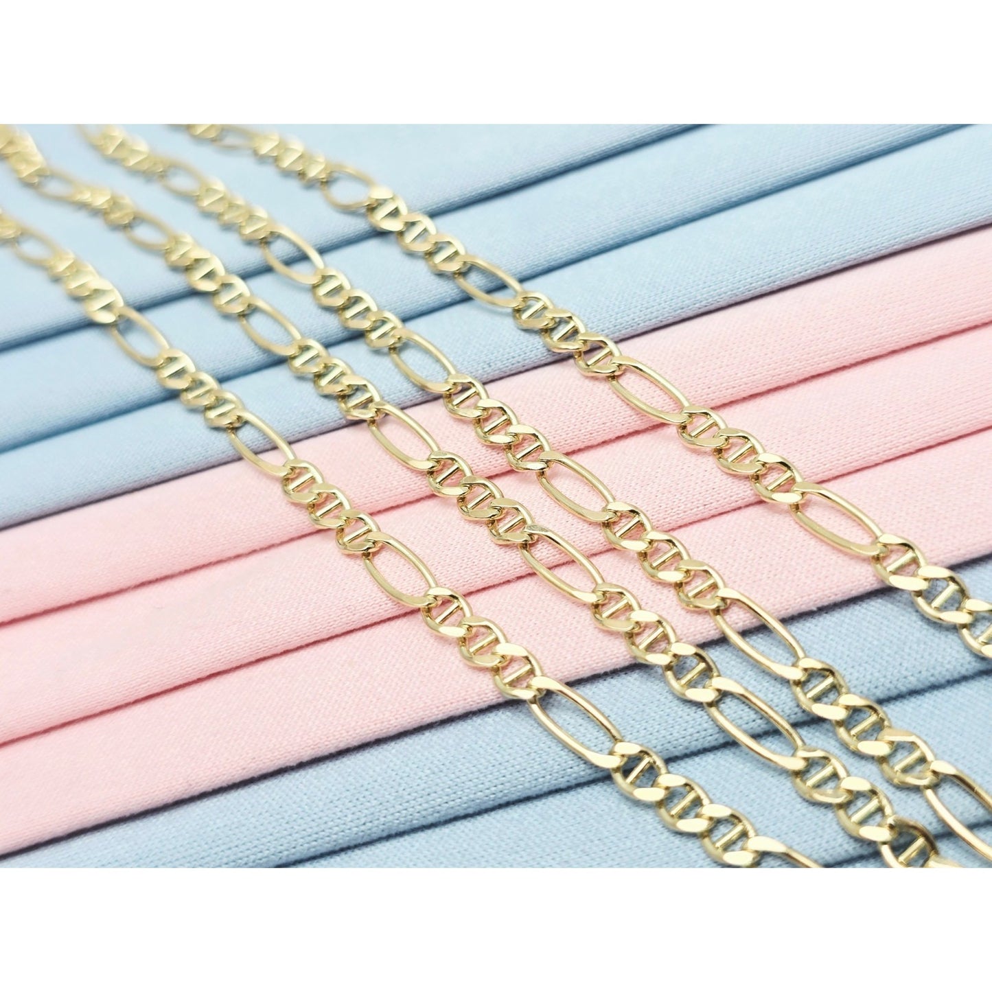 10K Yellow Gold Figaro Link Chain Necklace