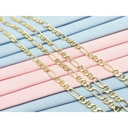10K Yellow Gold Figaro Link Chain Necklace
