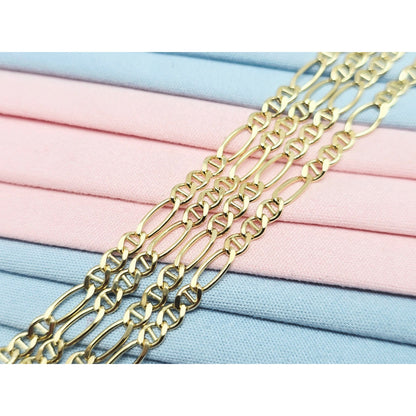10K Yellow Gold Figaro Link Chain Necklace