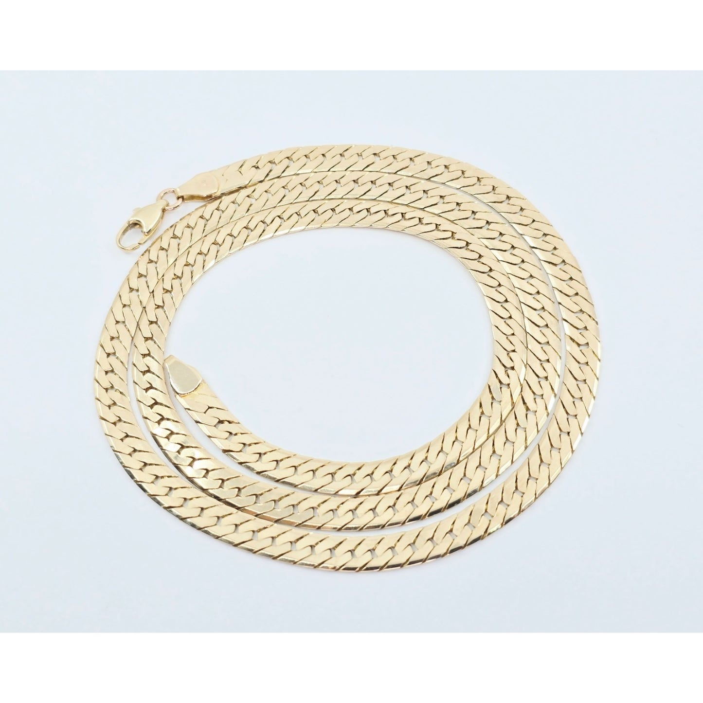 14K Yellow Gold Herringbone Flat Link Chain Necklace