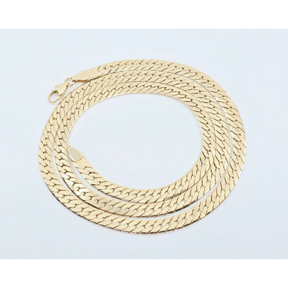 14K Yellow Gold Herringbone Flat Link Chain Necklace