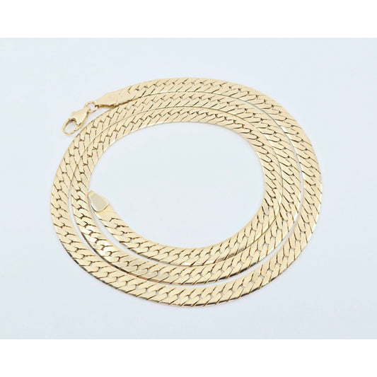 14K Yellow Gold Herringbone Flat Link Chain Necklace