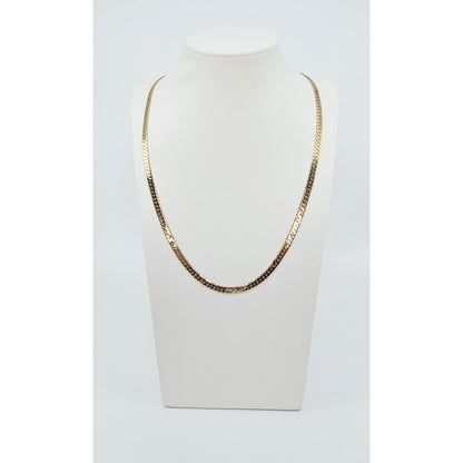 14K Yellow Gold Herringbone Flat Link Chain Necklace