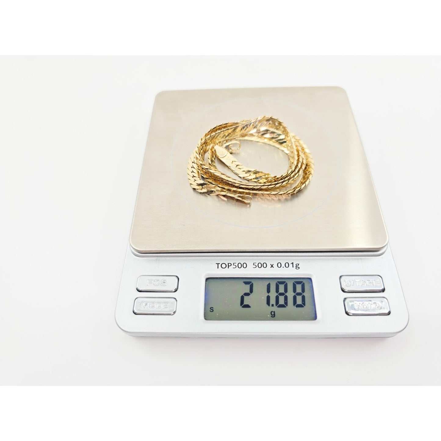 14K Yellow Gold Herringbone Flat Link Chain Necklace
