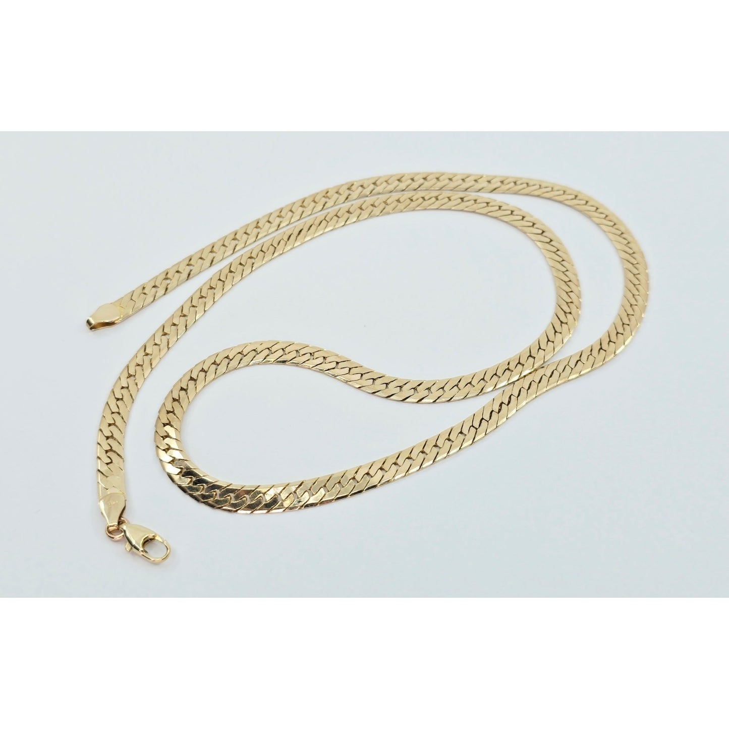 14K Yellow Gold Herringbone Flat Link Chain Necklace