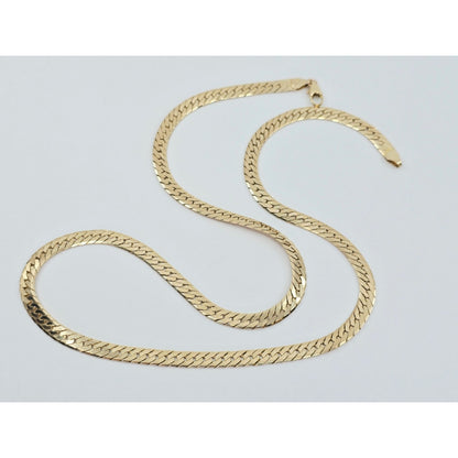 14K Yellow Gold Herringbone Flat Link Chain Necklace