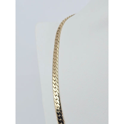14K Yellow Gold Herringbone Flat Link Chain Necklace