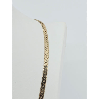 14K Yellow Gold Herringbone Flat Link Chain Necklace