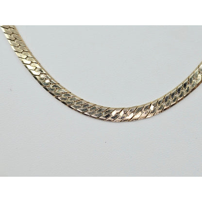 14K Yellow Gold Herringbone Flat Link Chain Necklace