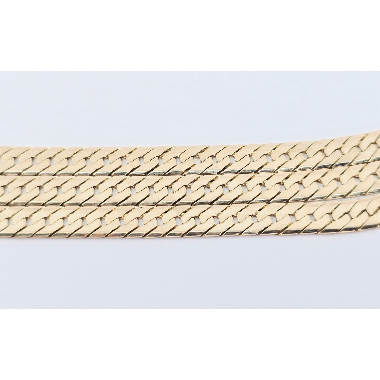 14K Yellow Gold Herringbone Flat Link Chain Necklace