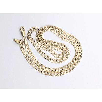 14K Two Tone Gold Diamond Cut Cuban Link Chain Necklace
