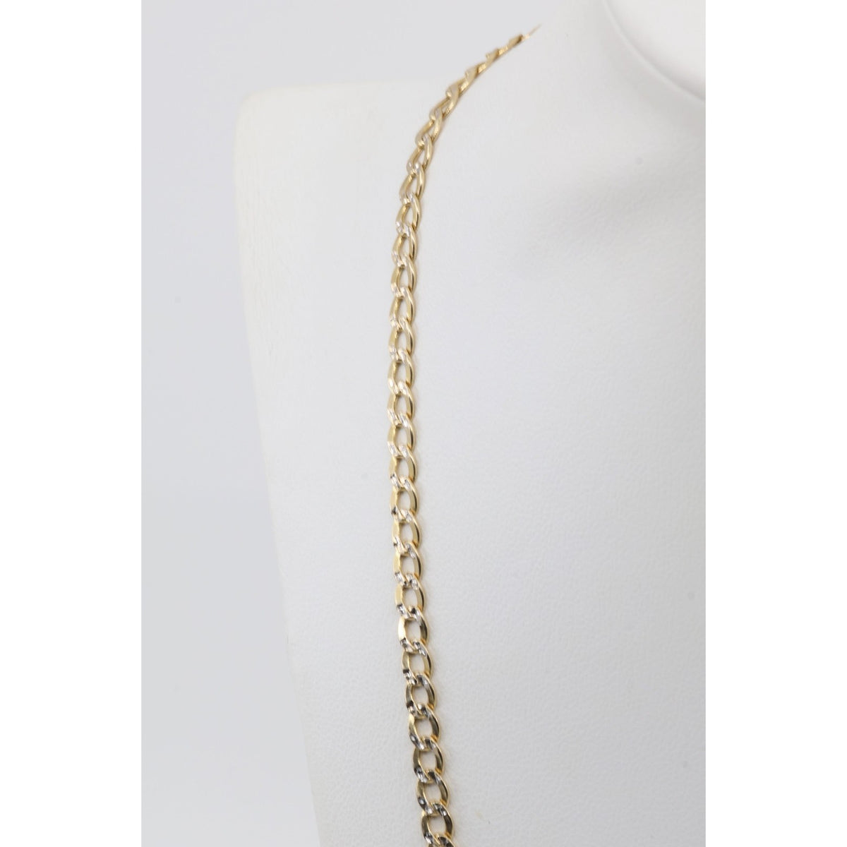 14K Two Tone Gold Diamond Cut Cuban Link Chain Necklace