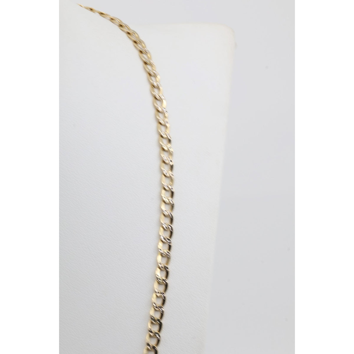 14K Two Tone Gold Diamond Cut Cuban Link Chain Necklace